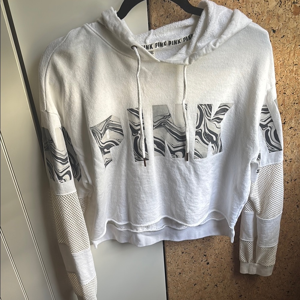PINK Victoria's Secret White Graphic Hoodie